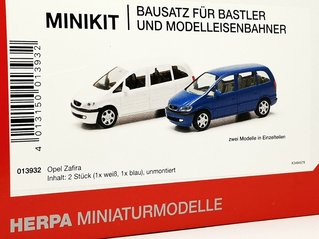 013932 MiniKit Opel Zafira, 1x weiß und 1x blau Herpa