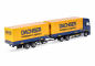 Preview: 958134 Scania CR20 HD Wechselkoffer-Tandemhängerzug "Dachser" Herpa