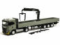 Preview: 316415 Iveco S-Way ND Pritschen-Sattelzug mit Ladekran, grau/gelb Herpa