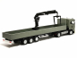 Preview: 316415 Iveco S-Way ND Pritschen-Sattelzug mit Ladekran, grau/gelb Herpa