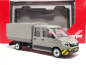 Preview: 098328 MAN TGE Doppelkabine mit Pritsche grau/gelb Herpa