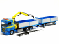 Preview: 926072 Scania CR 20 Niedrigdach Pritschen-Hängerzug mit Ladekran "Martin Wittwer" (CH)" Herpa
