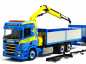 Preview: 926072 Scania CR 20 Niedrigdach Pritschen-Hängerzug mit Ladekran "Martin Wittwer" (CH)" Herpa