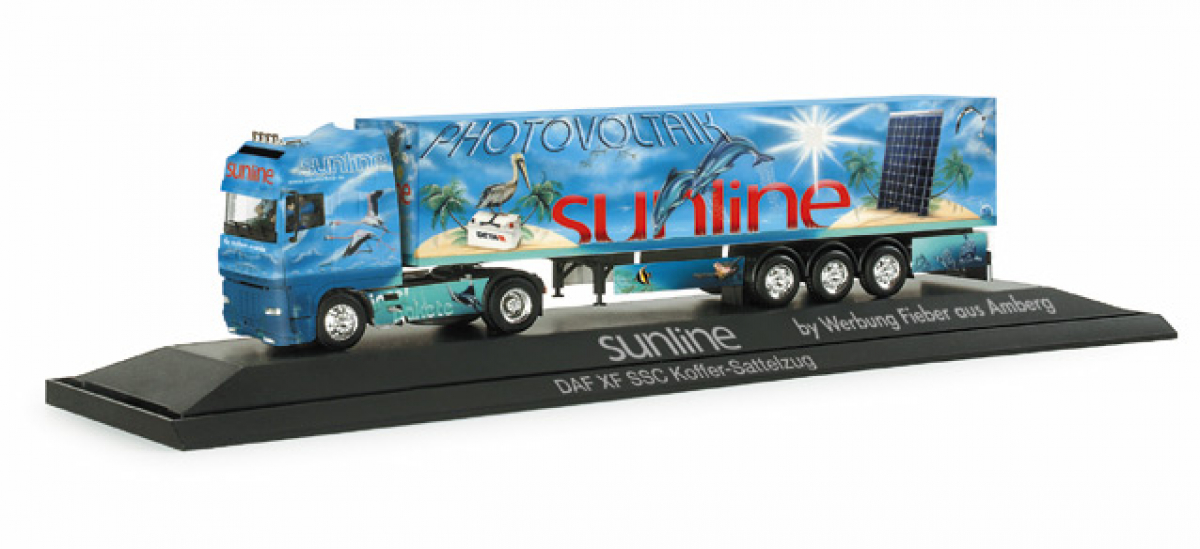 120975 DAF XF SSC Koffer-Sattelzug "sunline" Herpa PC