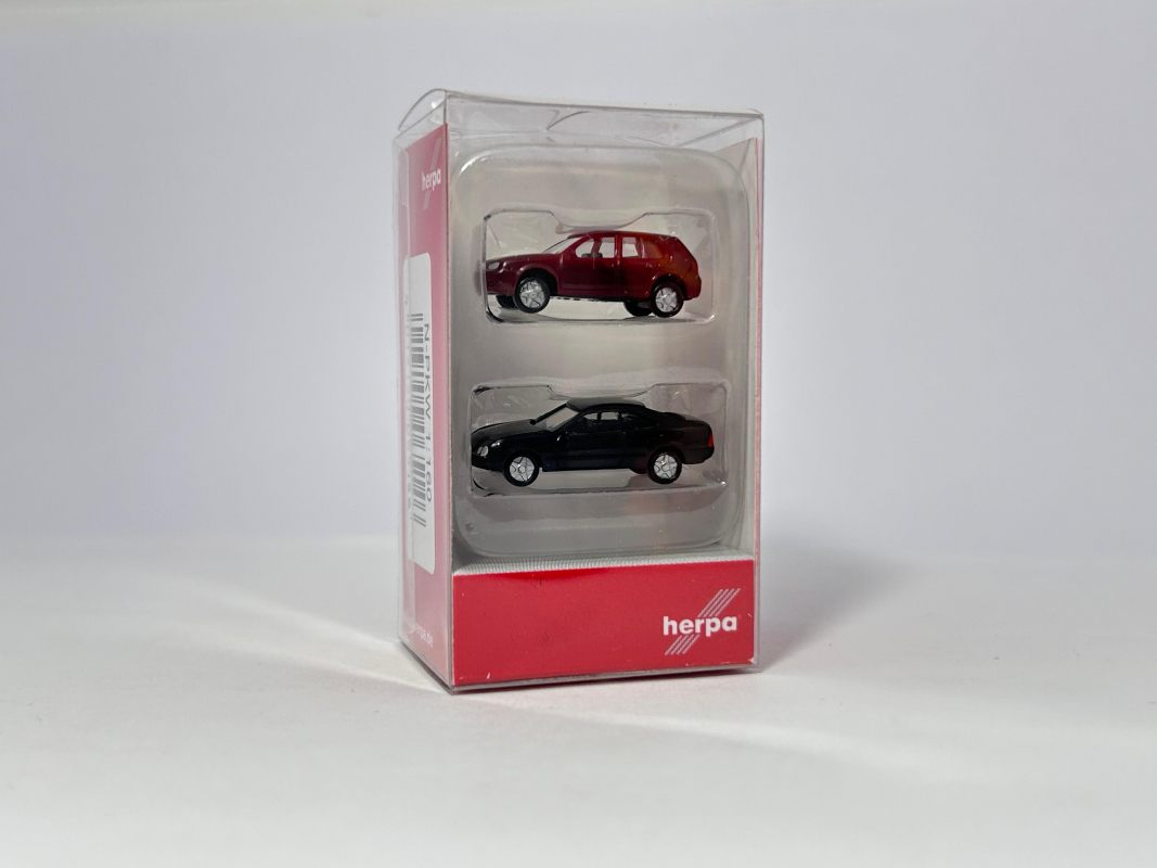 065146 N-PKW Set Mb CLK - Golf 4 schwarz/weinrot Herpa 1:160     1