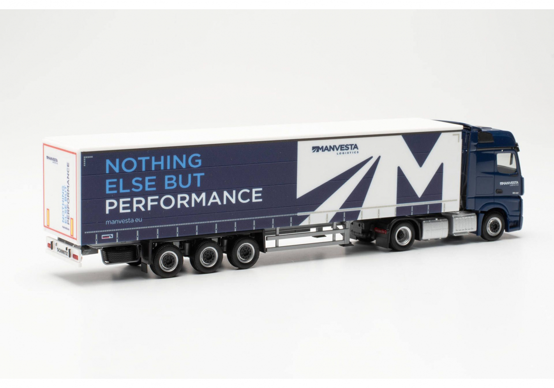 953498 Mb Actros '18 L Bigspace Gardinenplanen-Sattelzug "MANVESTA" Herpa