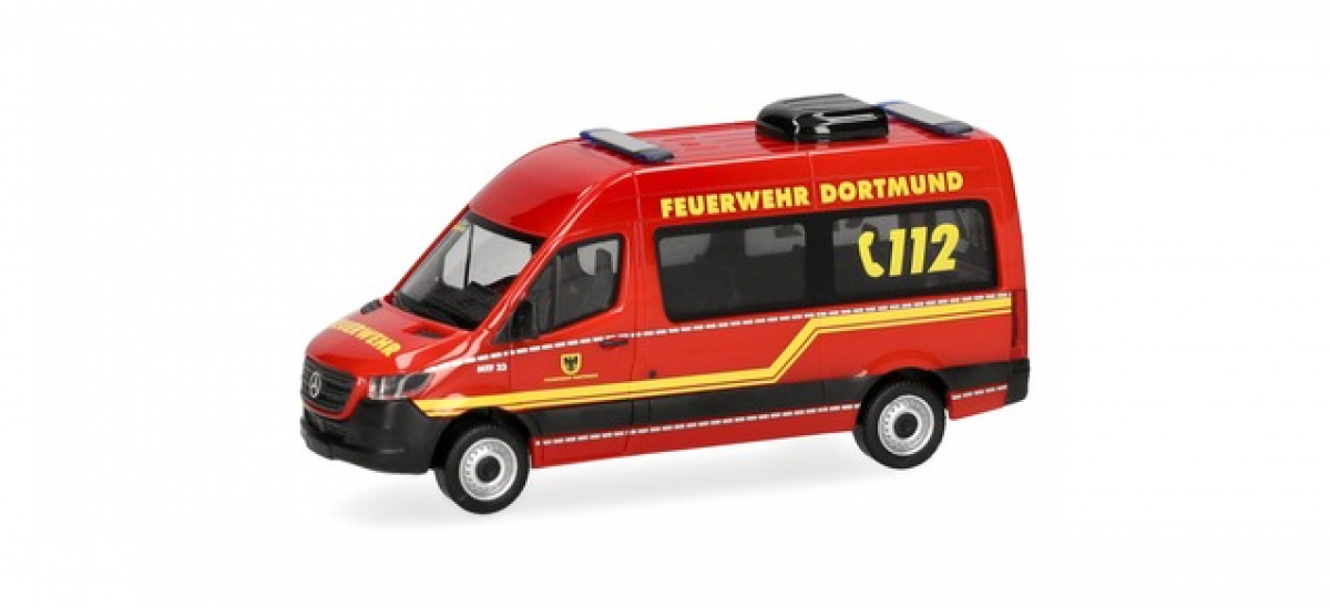 961790 Intermodellbau 2026: Mercedes-Benz Sprinter '18 Bus Hochdach "Feuerwehr Dortmund/MTF 23"