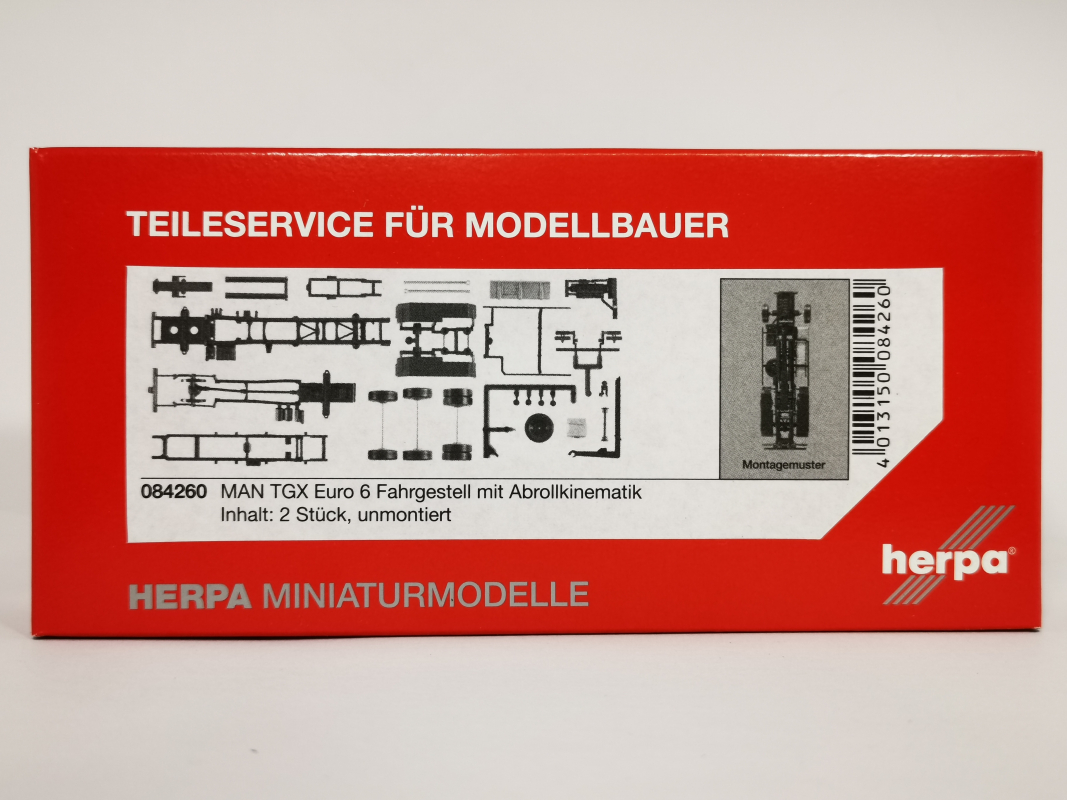 084260 LKW-Fahrgestell MAN TGX Euro 6 mit Abrollkinematik Inhalt: 2 Stück Herpa