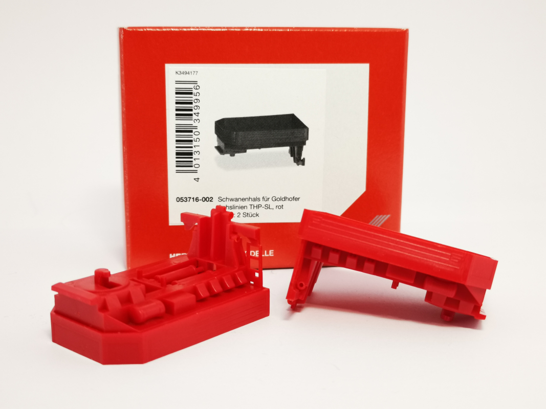 053716-002 Schwanenhals für Goldhofer Achslinien THP-SL, rot (2 Stück) Herpa