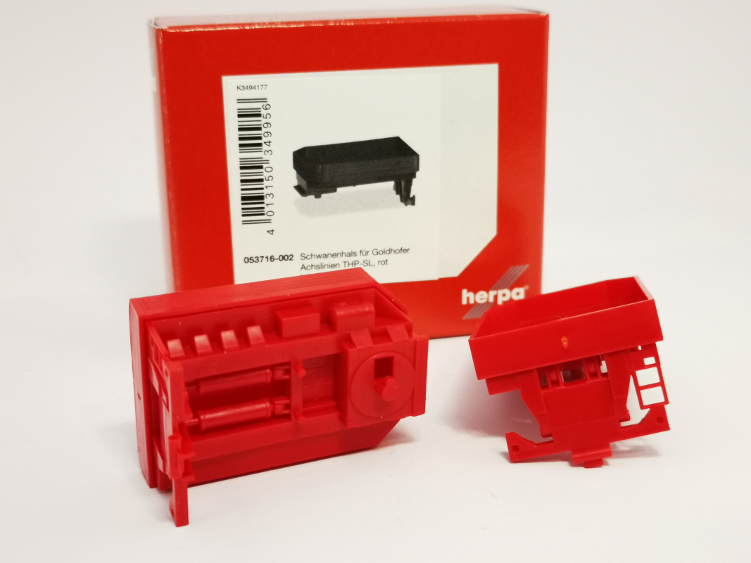 053716-002 Schwanenhals für Goldhofer Achslinien THP-SL, rot (2 Stück) Herpa