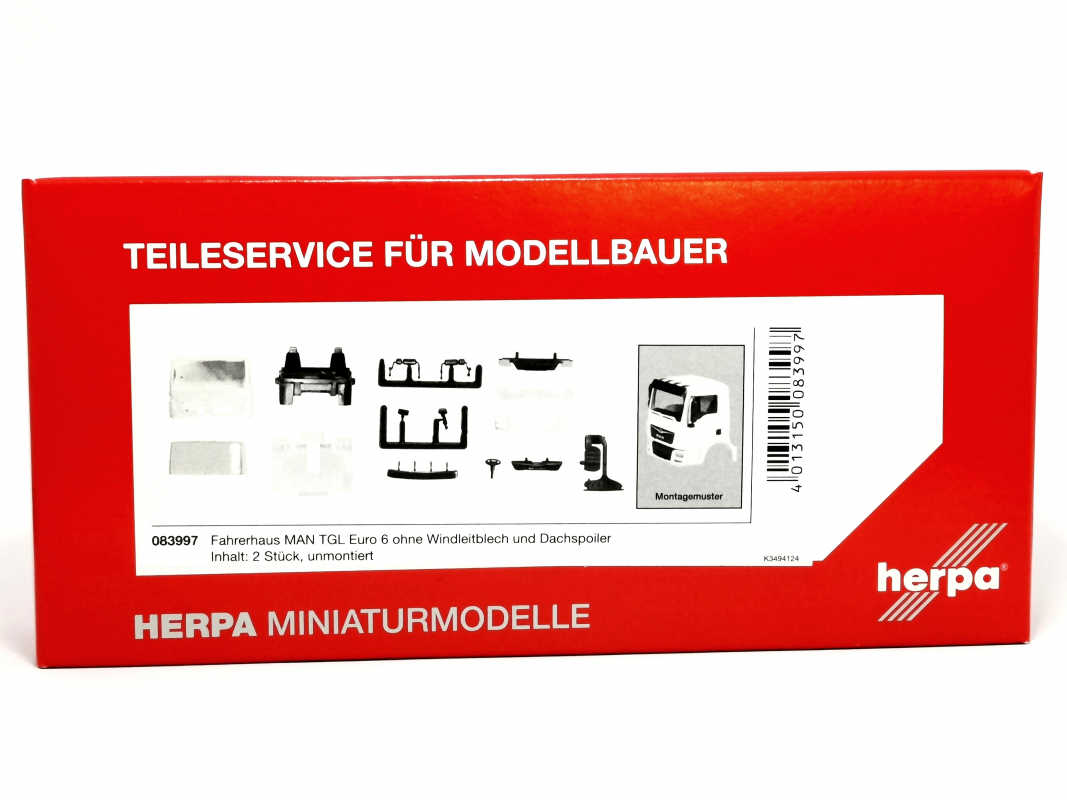083997 Fahrerhaus MAN TGL Euro 6 ohne WLB & Dachspoiler Inhalt: 2 Stk. Herpa