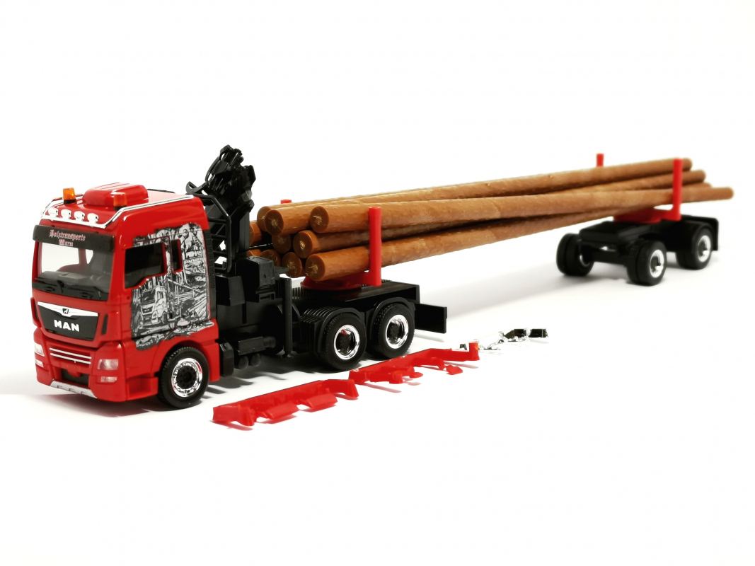 314008 MAN TGX XLX Euro 6c Langholztransporter "Wurm Holztransporte" Herpa