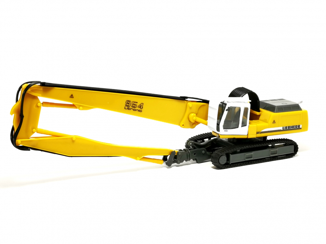 Preview: 152006-001 Liebherr R 954 Raupenbagger mit Longfront und Abbruchzange Herpa