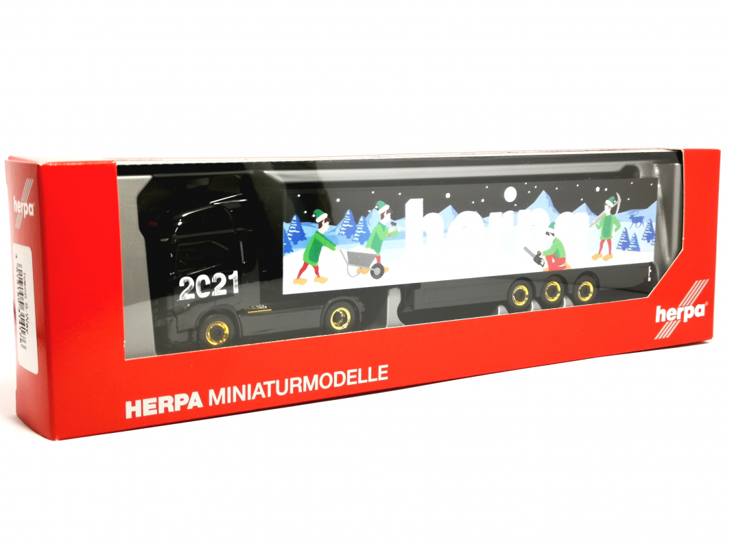 314146 Iveco S-Way Koffer-Sattelzug "Herpa Weihnachtsmodell 2021" Herpa