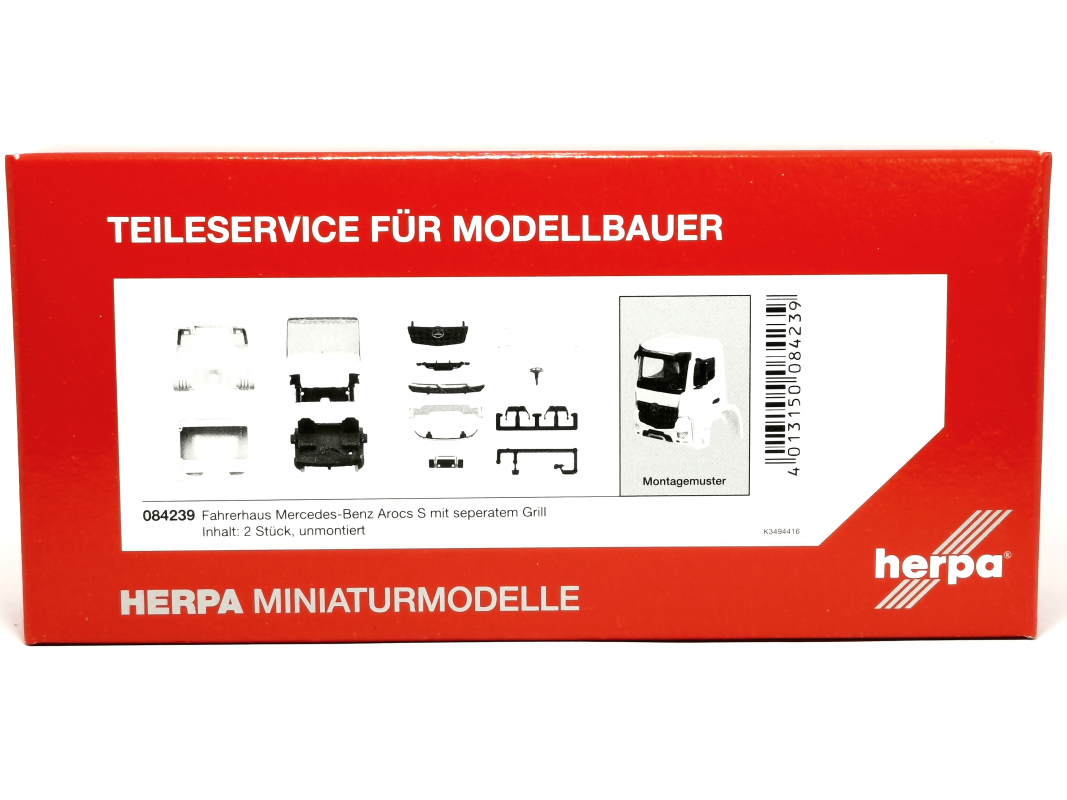 084239 Mercedes-Benz Arocs S Fahrerhaus mit seperatem Grill Inhalt: 2 Stück Herpa
