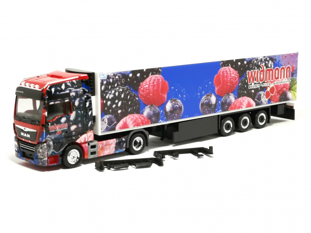 313704 MAN TGX XXL Euro 6c Kühlkoffer-Sattelzug „Früchte Widmann" Herpa