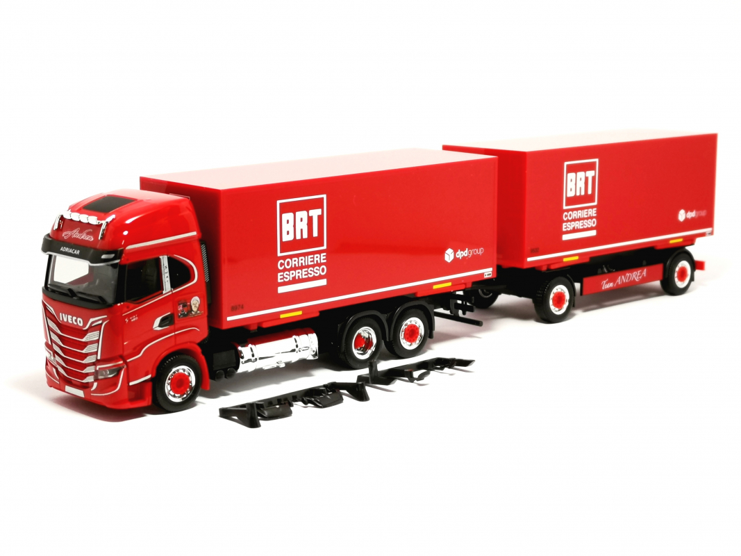 950381 Iveco S-Way Wechselkoffer Hängerzug "BRT/Andrea" Herpa