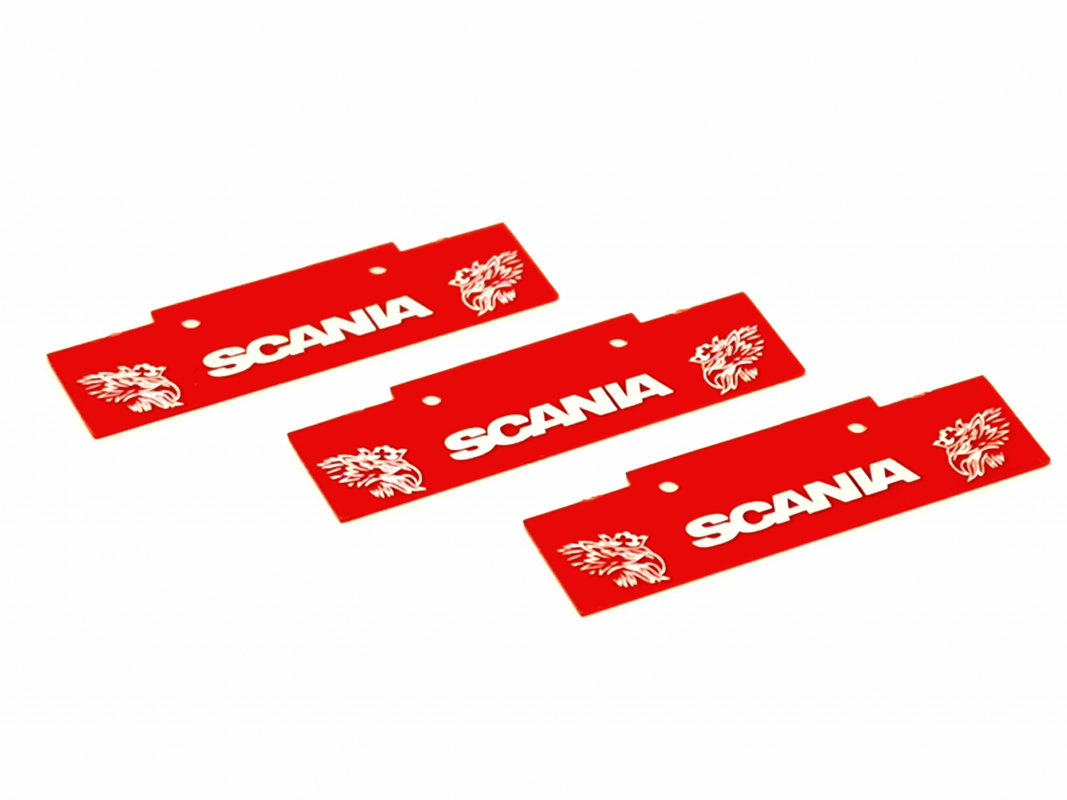 3x Spritzlappen "Scania Greif", hellrot  Herpa