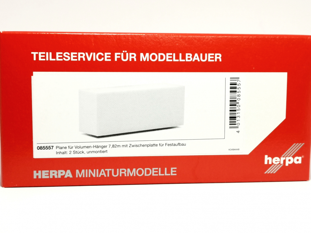 085557 Gardinenplane Volumenhänger 7,82m Festaufbau, 2 Stück Herpa - SALE