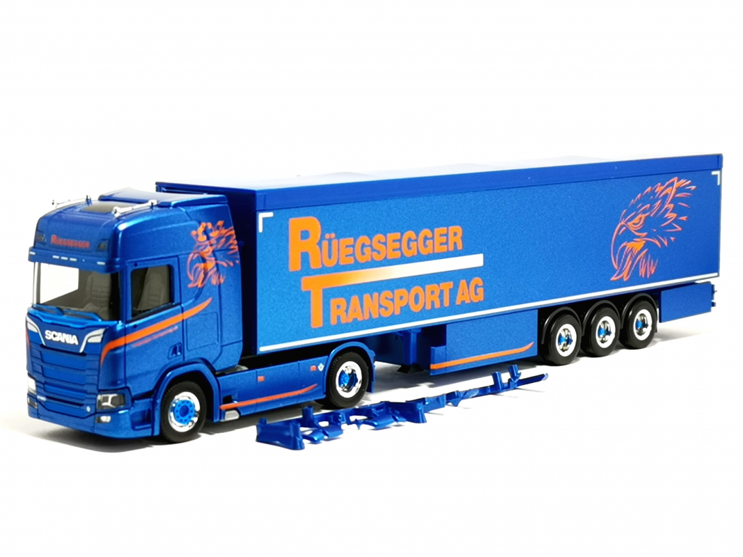 952378 Scania CR20 Schubboden Sattelzug "Rüegsegger Transport AG" Nr.2** Herpa