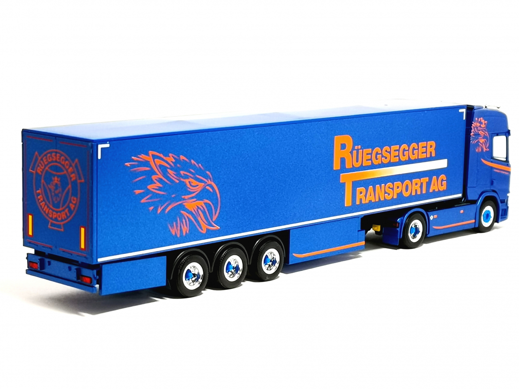 Preview: 952378 Scania CR20 Schubboden Sattelzug "Rüegsegger Transport AG" Nr.2** Herpa