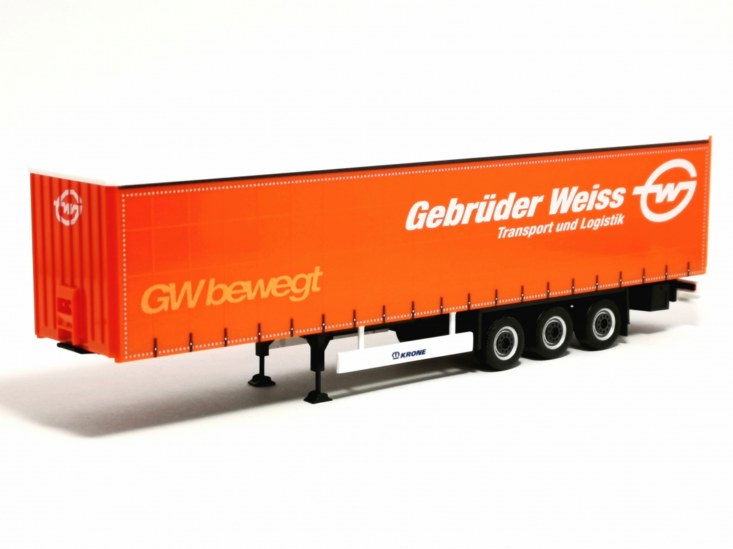 Gardinenplanen Auflieger "Gebrüder Weiss" Herpa