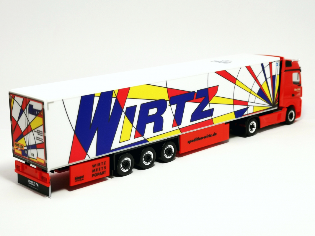 315593 Mb Actros `18 Bigspace 15 Meter Kühlkoffer-Sattelzug „Wirtz Popart“ Herpa