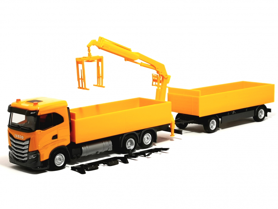316217 Iveco S-Way ND Baustoff-Hängerzug, orange Herpa