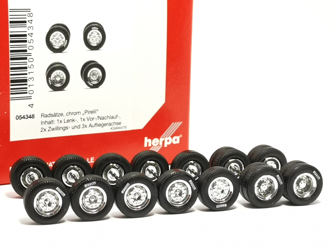 054348 Zubehör Radsatz chrom "PIRELLI" Herpa Restbestand