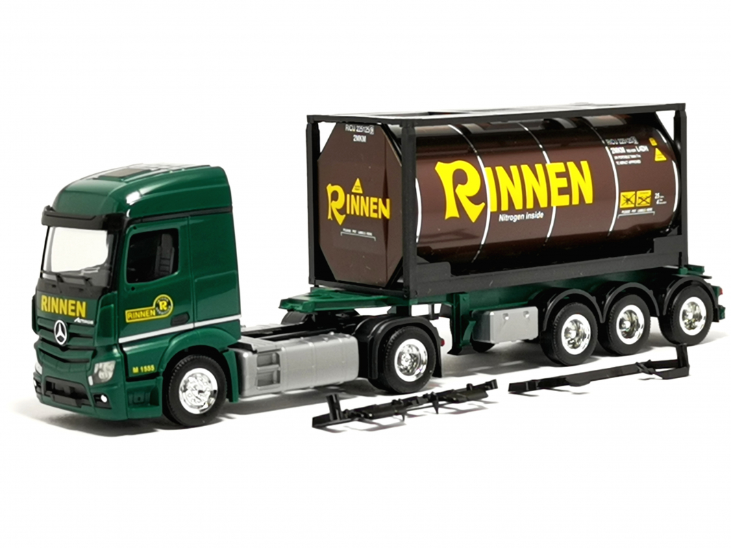 316637 Mb Actros 18 Streamspace 2.3 Tankcontainer-Sattelzug "Rinnen" Herpa