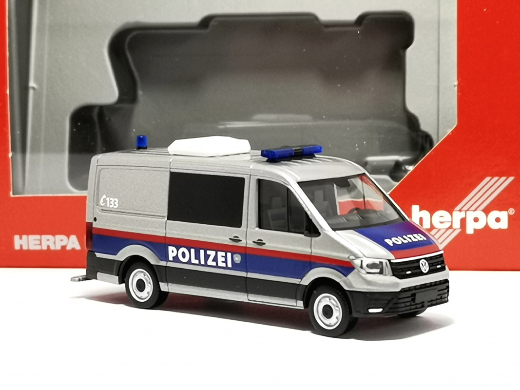097406 VW Crafter Kasten Flachdach "Polizei Österreich, Gefangenentransport" Herpa
