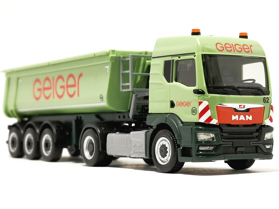 Preview: MAN TGS TM Rundmulden Sattelzug "Geiger" Herpa