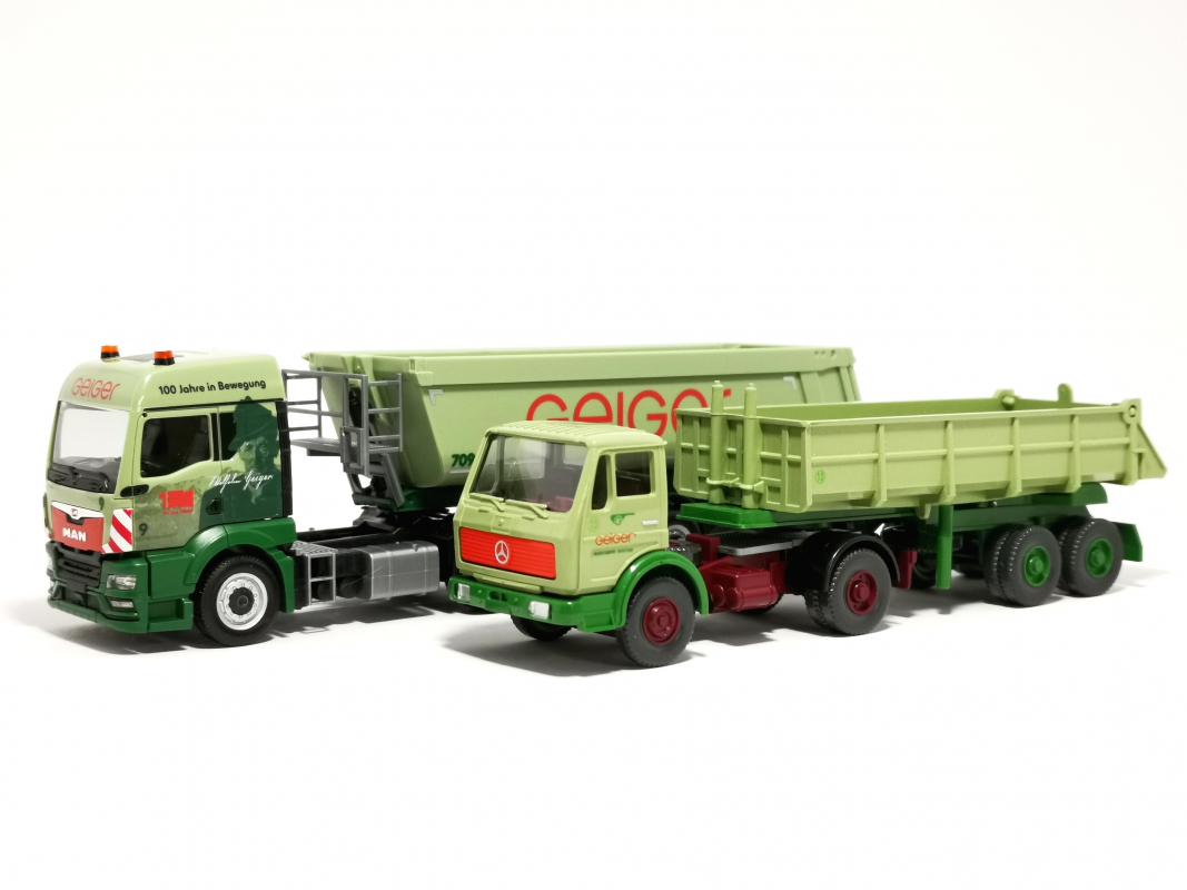 Preview: 956000 Set Geiger MAN TGS Rundmulde mit Wiking Modell Herpa