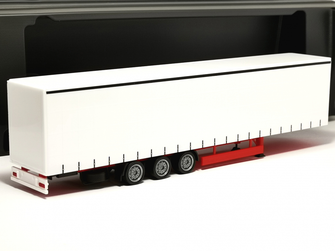 Preview: 077064 Lowliner-Gardinenplanenauflieger 15m 3-achs, weiß Herpa - SALE