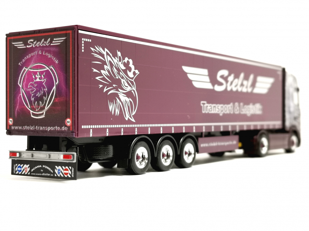 956505 Scania CS 20 HD Gardinenplanen Sattelzug "Stelzl Joker/ Harley Quinn Herpa