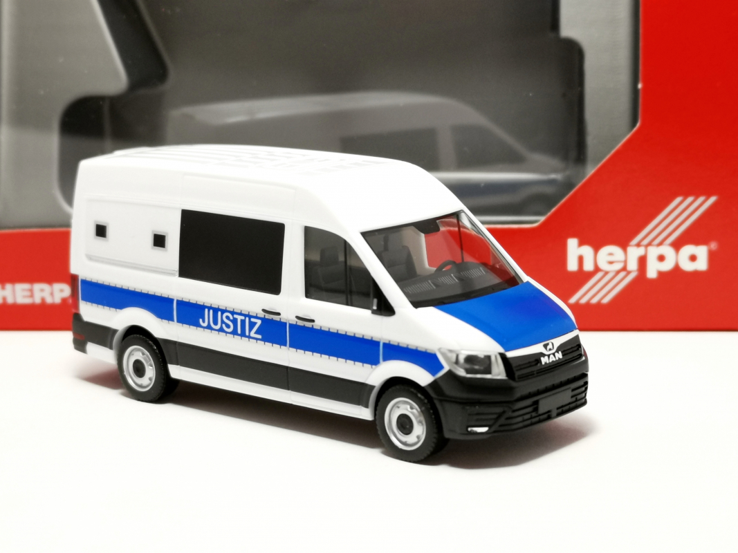 098021 MAN TGE Kasten Hochdach "Justiz" Herpa - SALE