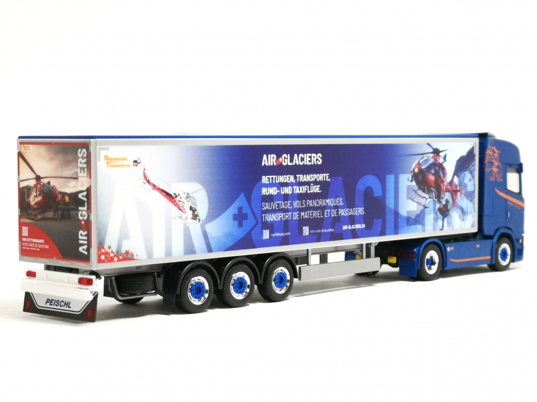 957229 Scania CS 20 Schubboden Sattelzug "Rüegsegger Air Glacier" Herpa