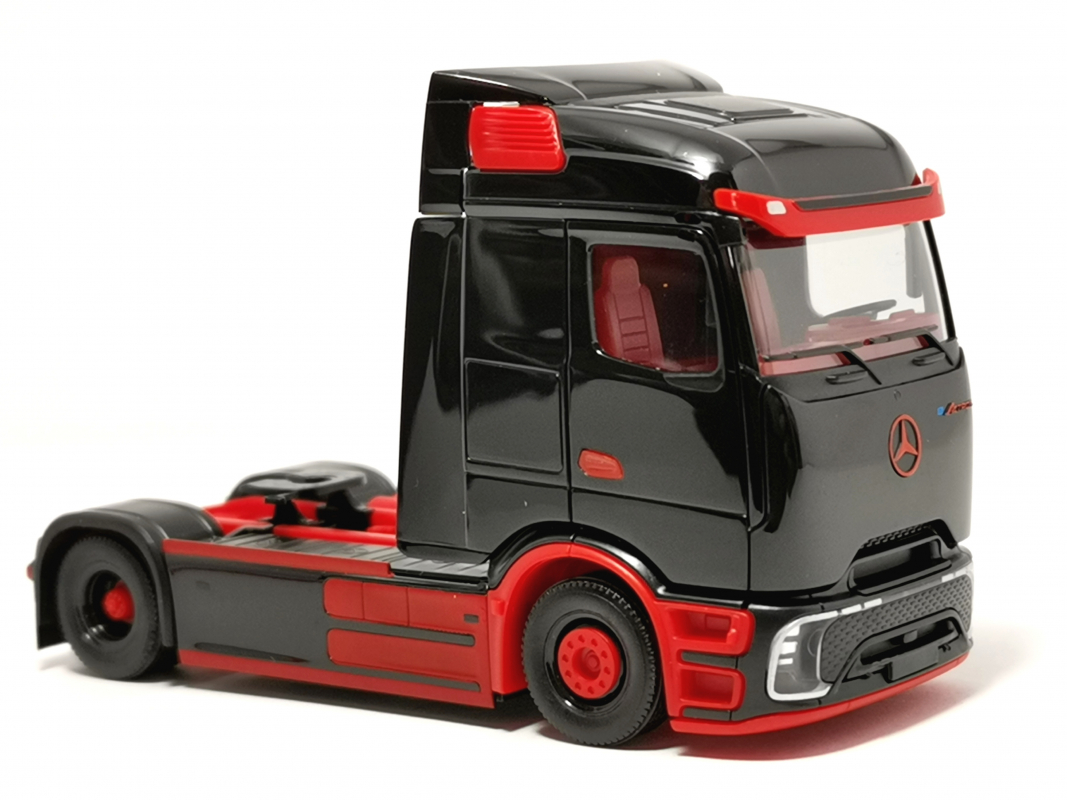 318211 Mercedes-Benz eActros 600 Procabin Solozugmaschine 2achs, schwarz/rot Herpa