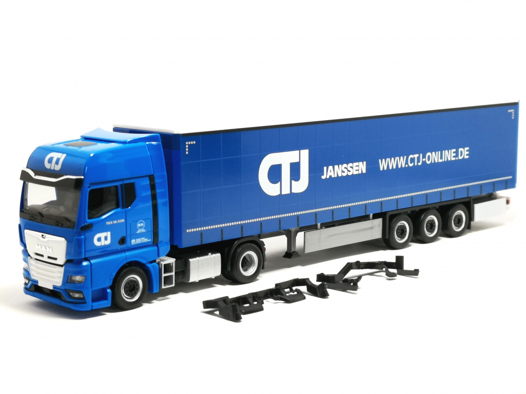 958493 MAN TGX GX Gardinenplanen Sattelzug "CTJ Janssen" Herpa