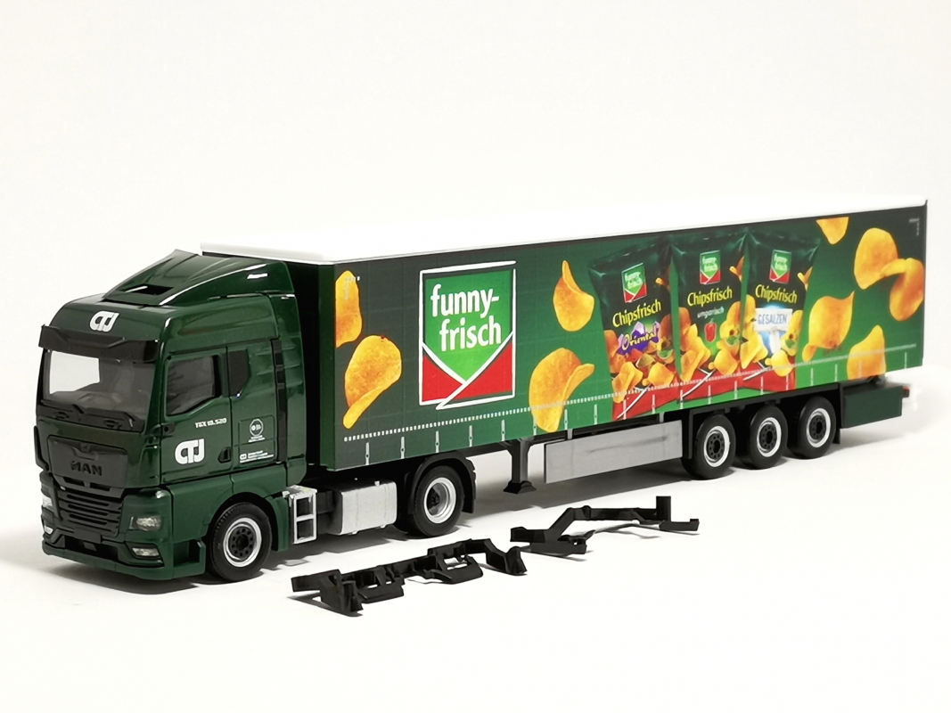 318501 MAN TGX GM Gardinenplanen-Sattelzug "CTJ/Funny Frisch" Herpa - SALE