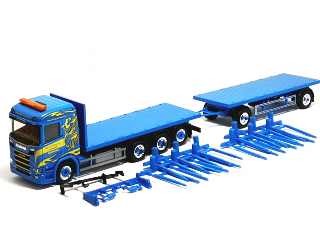 318631 Scania CR 20 ND Rungen-Hängerzug "Martin Wittwer" (Schweiz/Wattenwil) Herpa