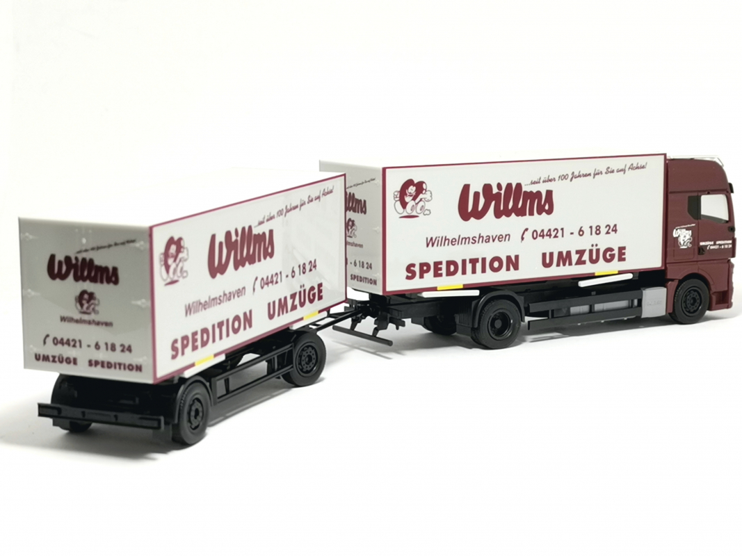 953511 MAN TGX GX 7,45m Wechselkoffer-Hängerzug „Willms“ Herpa SALE