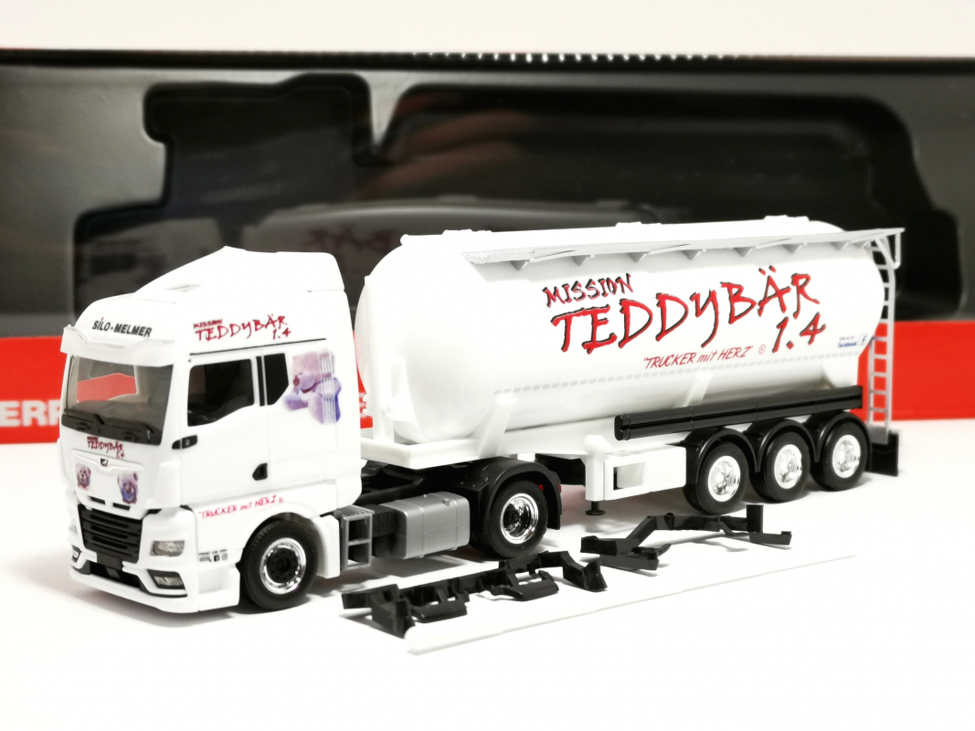 318754 MAN TGX GM Silo-Sattelzug "Silo Melmer / Teddybär 1.4" Herpa