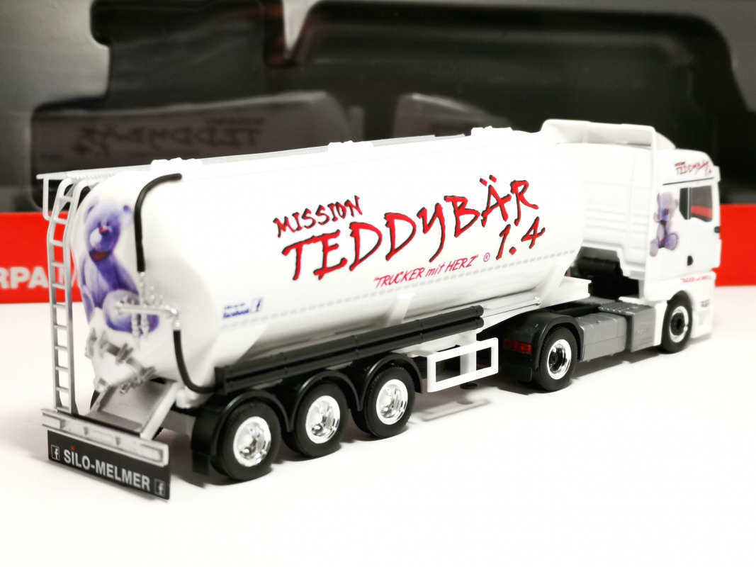 318754 MAN TGX GM Silo-Sattelzug "Silo Melmer / Teddybär 1.4" Herpa