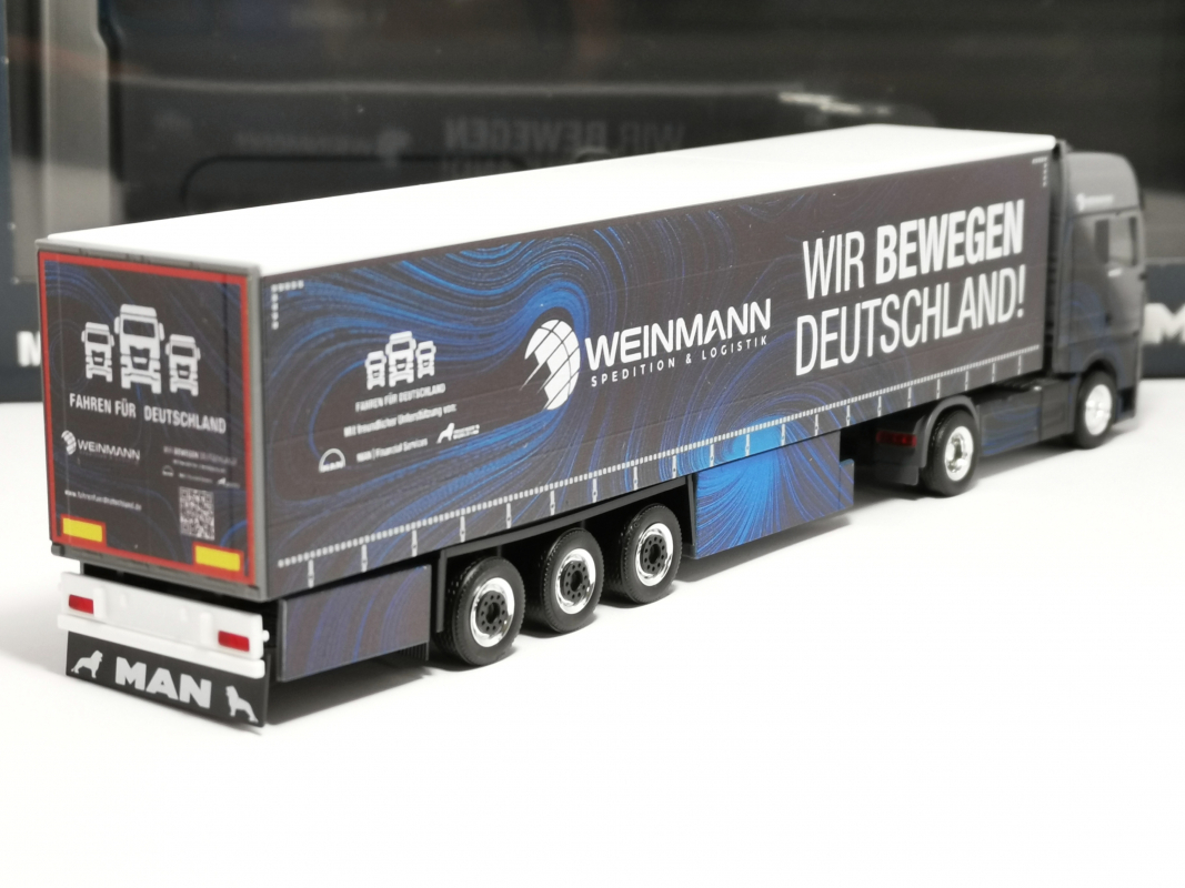 Preview: 955461 MAN TGX GX Gardinenplanen-Sattelzug "Weinmann" Herpa - SALE