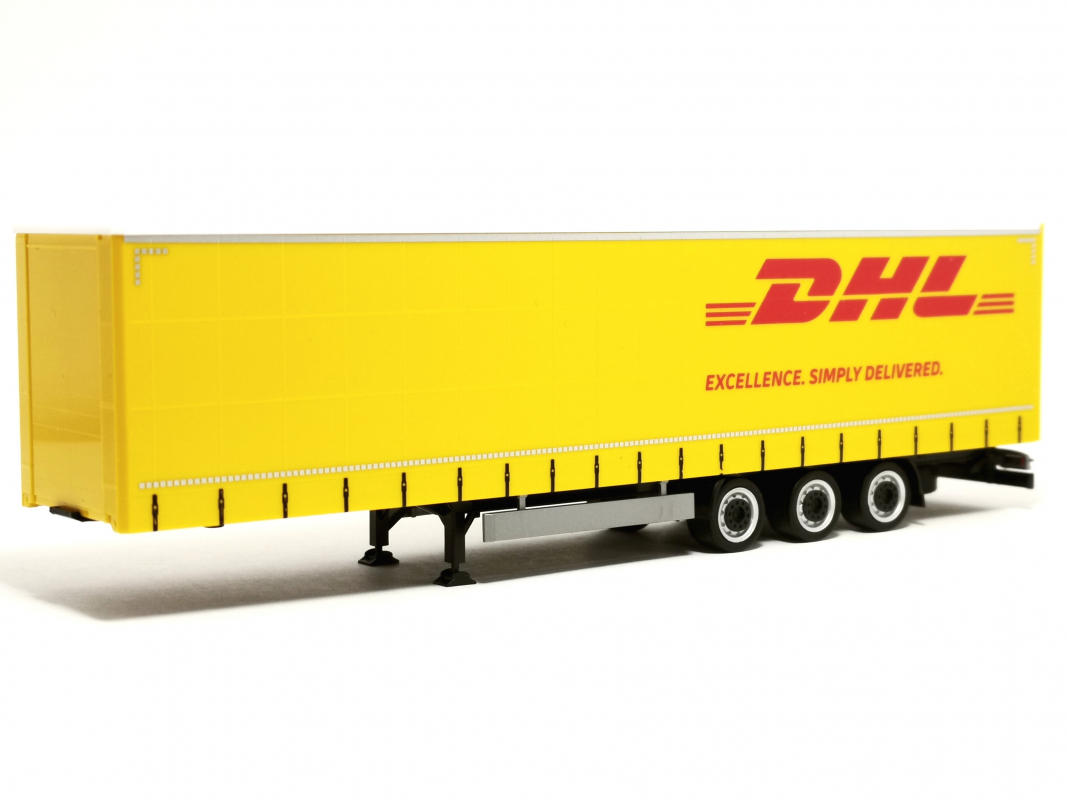 Lowlinergardinenplanen-Auflieger "DHL"	Herpa