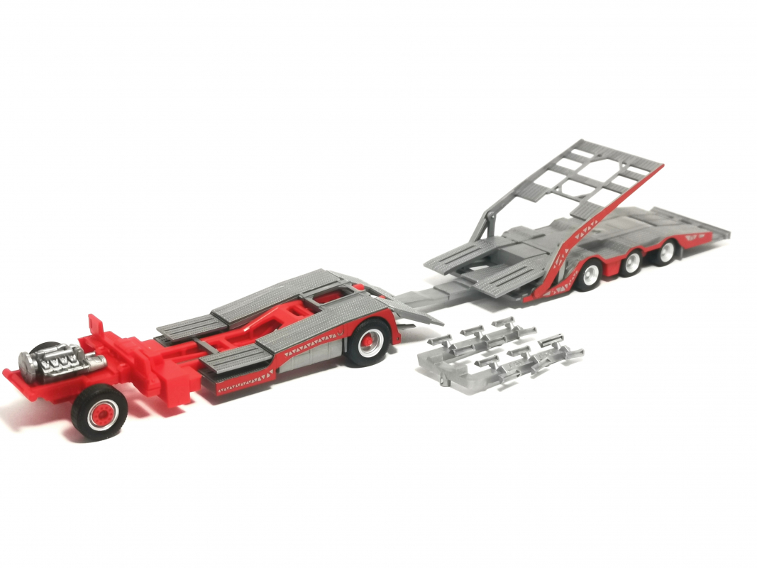 Fahrgestell LKW-Transporter-Hängerzug, rot/silber Herpa