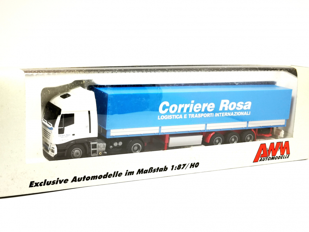 Iveco Stralis Pritschen Sattelzug "Corriere Rosa" AWM