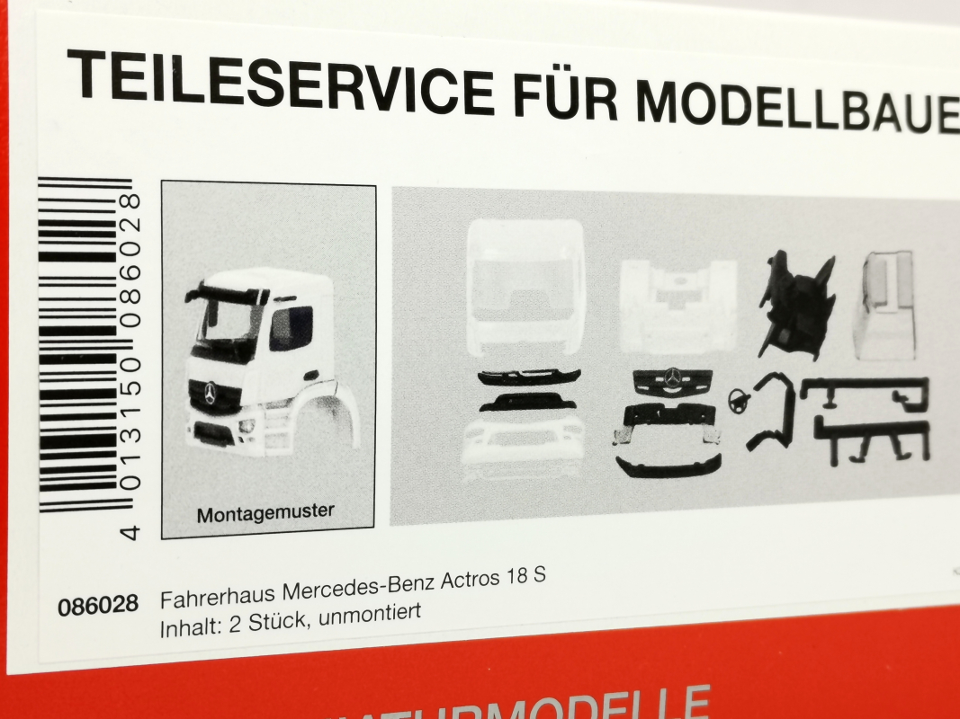 086028 Fahrerhaus Mercedes-Benz Actros S, weiß (2 Stück) Herpa