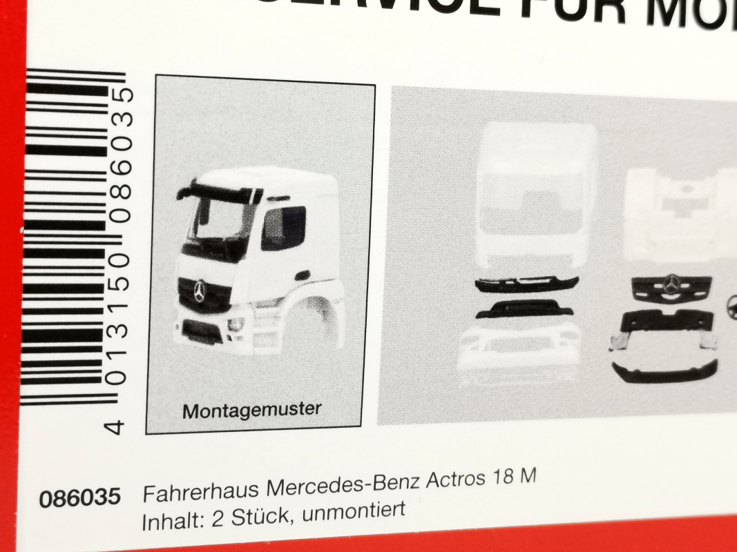 086035 Fahrerhaus Mercedes-Benz Actros M, weiß (2 Stück) Herpa